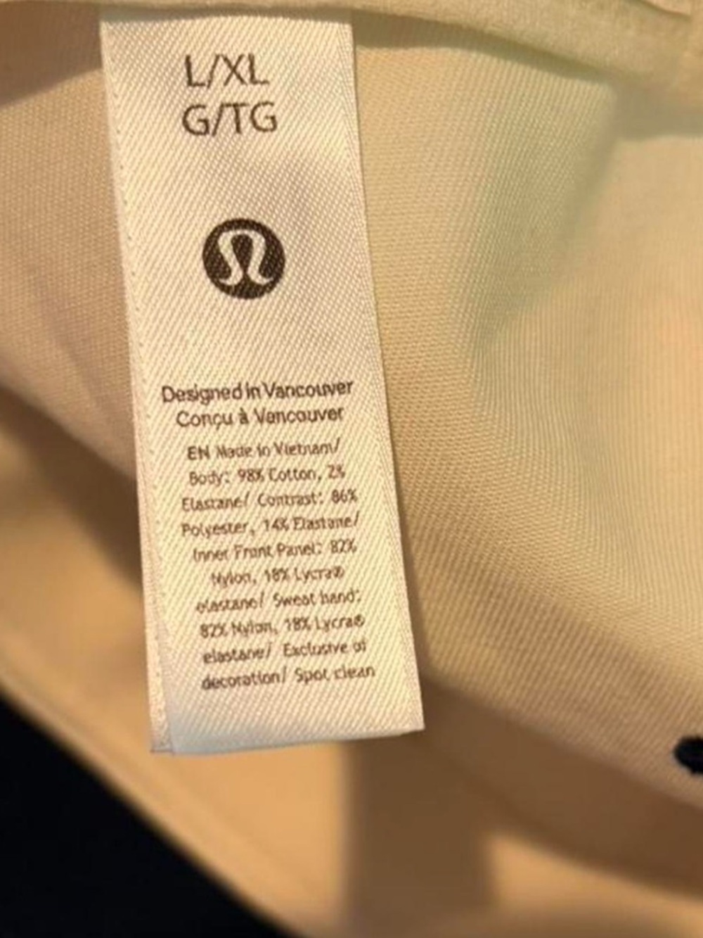 Lululemon Unisex Structured Ball Cap 1998 | Ivory/True Navy | L/XL - Picture 4 of 5